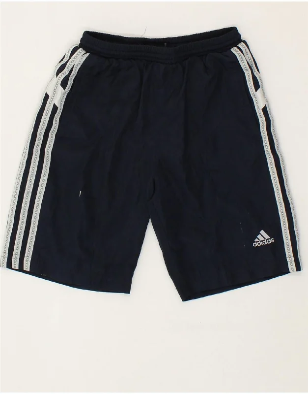 ADIDAS Boys Sport Shorts 7-8 Years Navy Blue Polyester