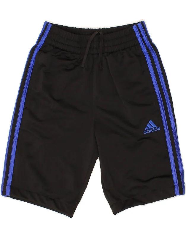 ADIDAS Boys Sport Shorts 7-8 Years Small Black Polyester