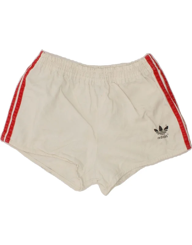 ADIDAS Girls Sport Shorts 11-12 Years Off White Cotton