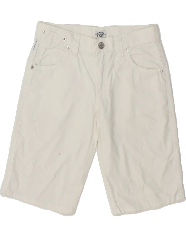 ARMANI Boys Casual Shorts 9-10 Years W26 White Cotton