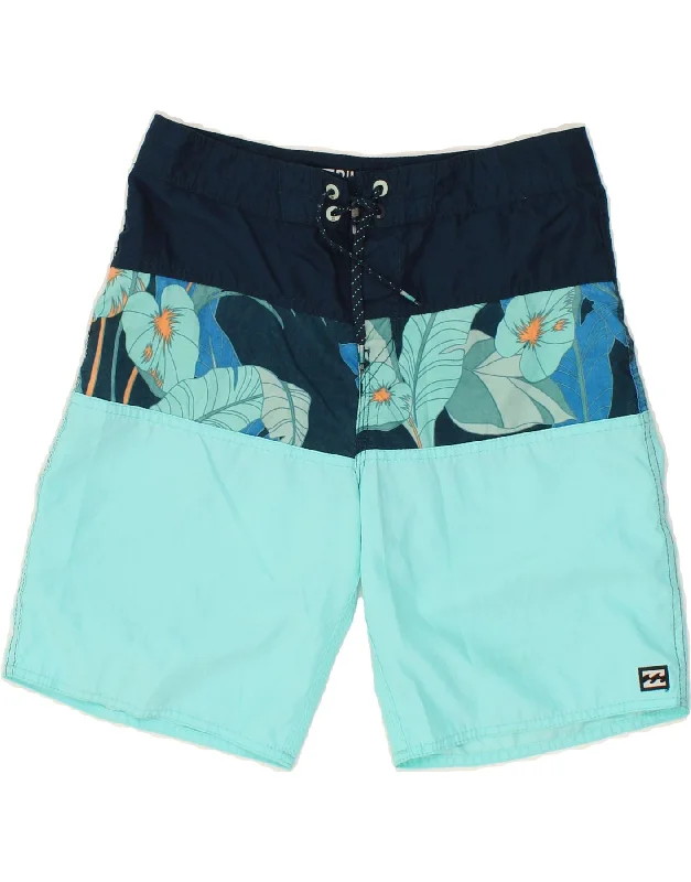 BILLABONG Boys Graphic Swimming Shorts 15-16 Years Blue Colourblock