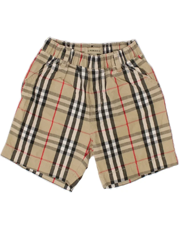 BURBERRY Baby Boys Casual Shorts 6-9 Months W18 Beige Check Cotton