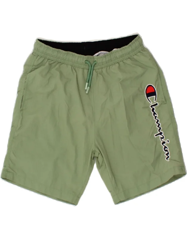 CHAMPION Boys Graphic Swimming Shorts 11-12 Years Large Green