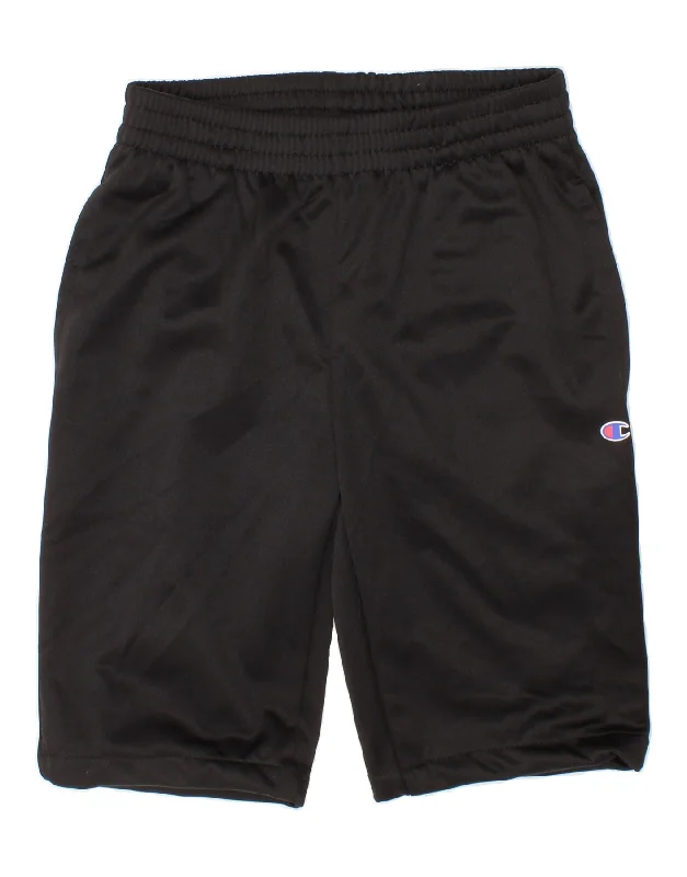 CHAMPION Boys Sport Shorts 10-11 Years Black Polyester