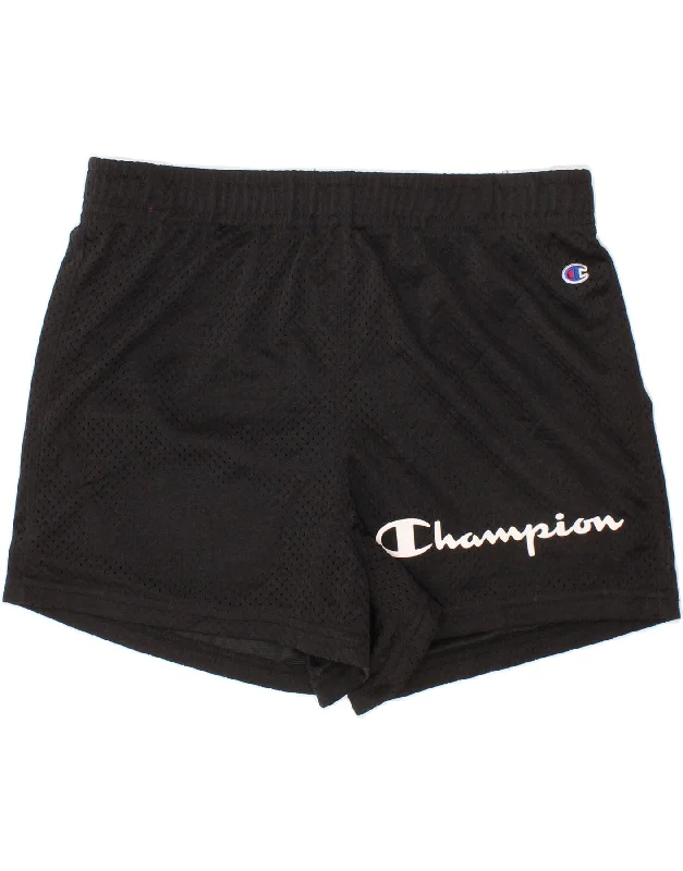 CHAMPION Girls Graphic Sport Shorts 13-14 Years XL Black