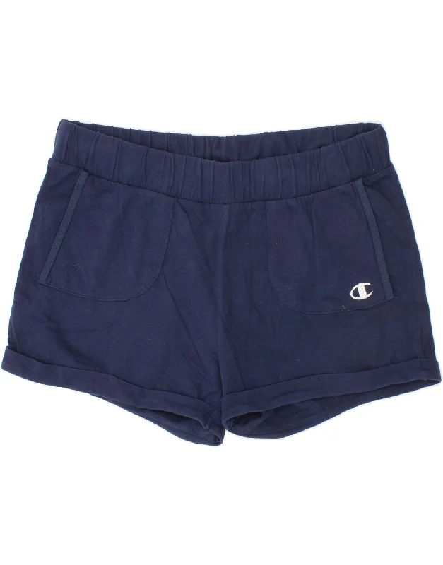 CHAMPION Girls Sport Shorts 13-14 Years XL Navy Blue Cotton