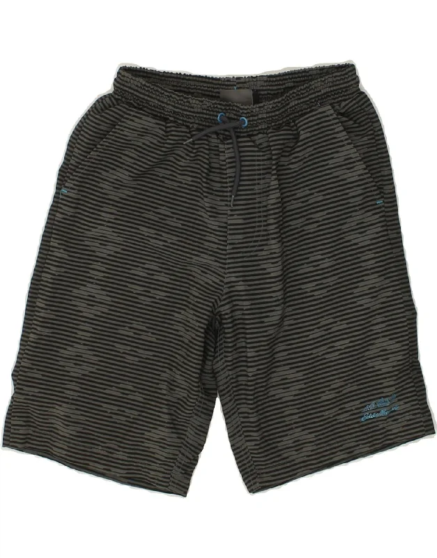 EDDIE BAUER Boys Sport Shorts 10-11 Years Medium  Grey Striped Polyester