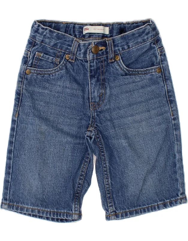 LEVI'S Boys 505 Regular Denim Shorts 5-6 Years W22 Blue Cotton