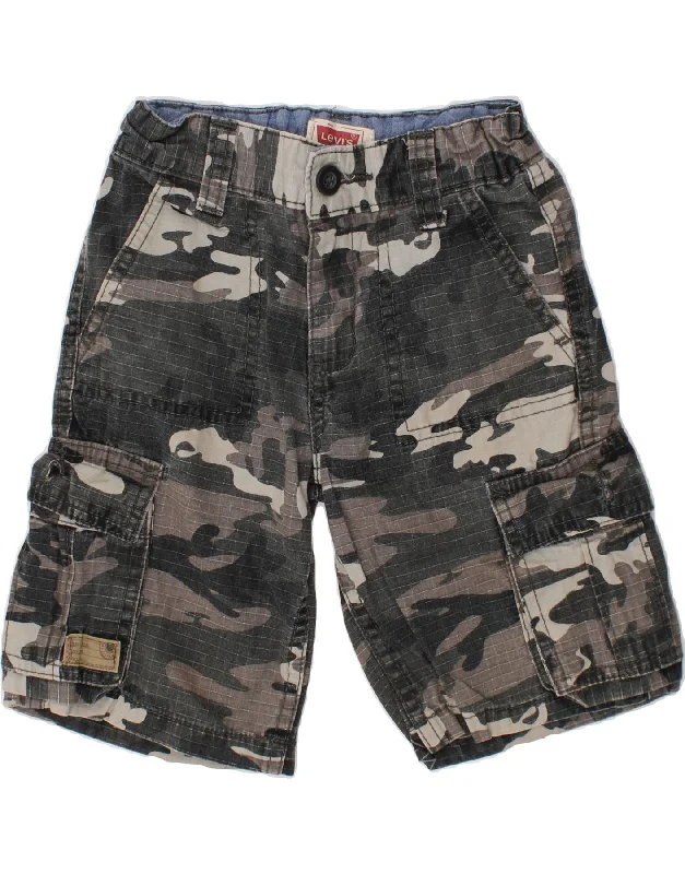 LEVI'S Boys Cargo Shorts 4-5 Years W22  Grey Camouflage Cotton