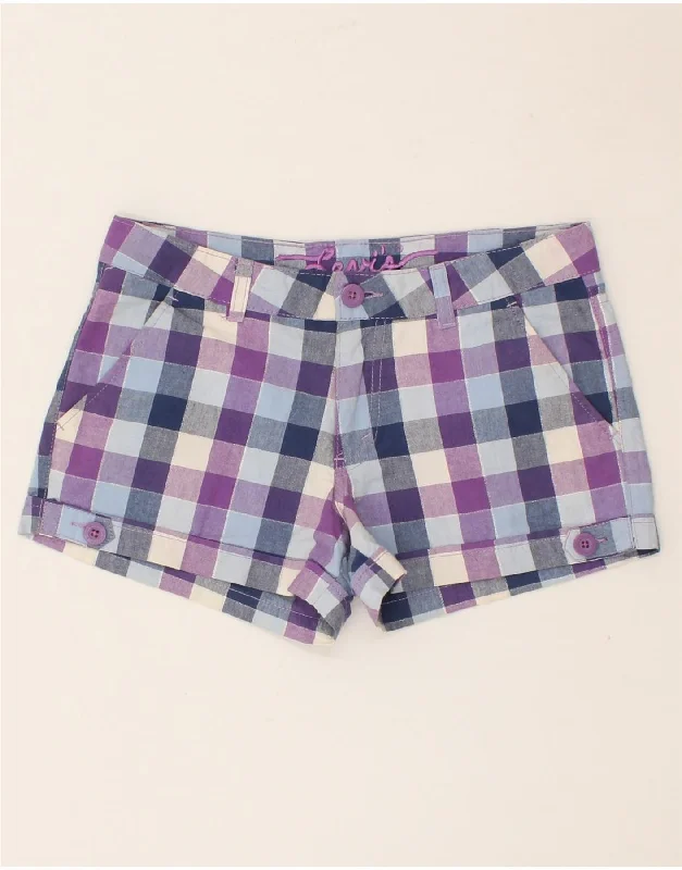 LEVI'S Girls Chino Shorts 15-16 Years W30 Purple Check Cotton