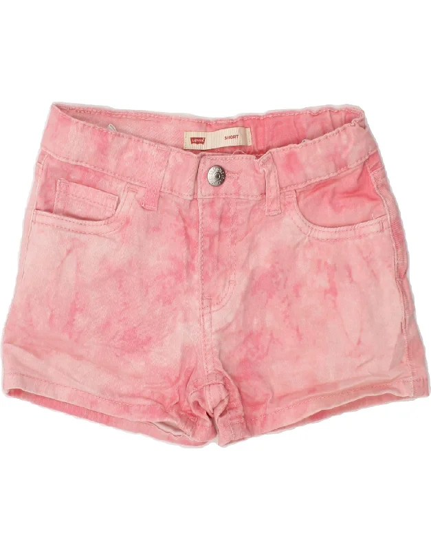 LEVI'S Girls Denim Shorts 6-7 Years W22  Pink Tie Dye Cotton