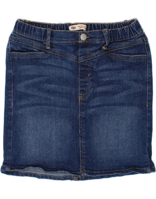 LEVI'S Girls High Waist Denim Shorts 11-12 Years W26  Navy Blue Cotton