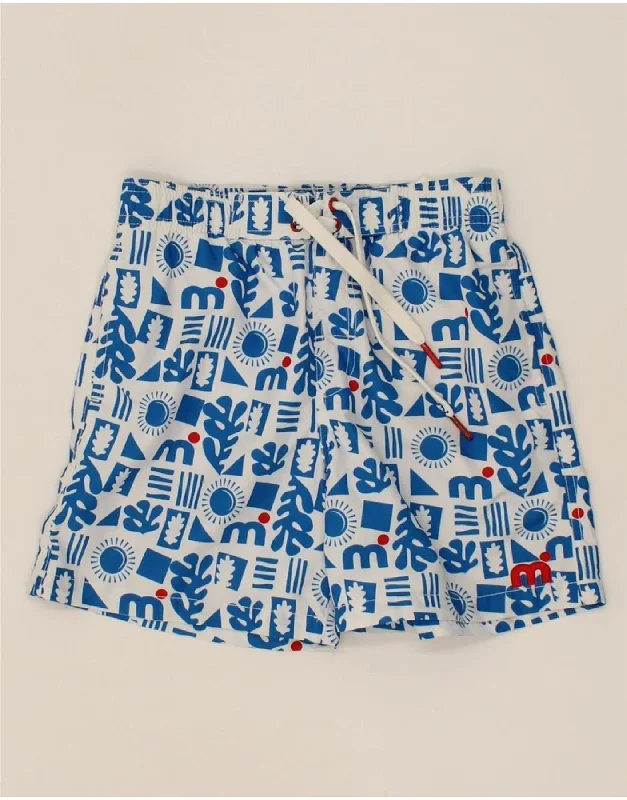 MISTRAL Boys Abstract Pattern Swimming Shorts 9-10 Years Blue Polyester