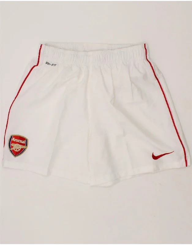 NIKE Boys Arsenal Graphic Sport Shorts 8-9 Years Small White Polyester