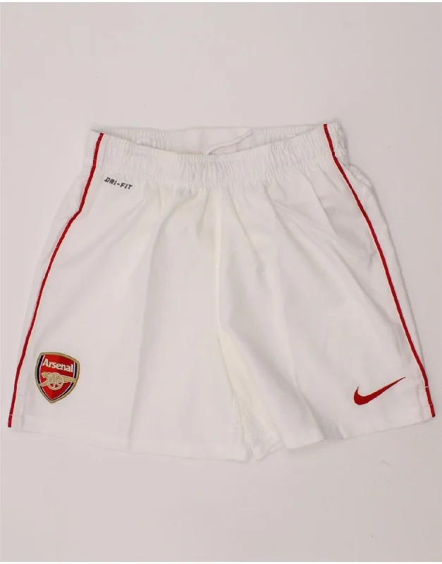 NIKE Boys Arsenal Sport Shorts 8-9 Years Small White Polyester