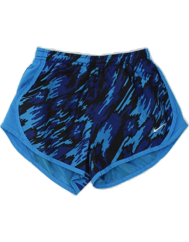 NIKE Boys Dri Fit Abstract Pattern Sport Shorts 10-11 Years Medium Blue