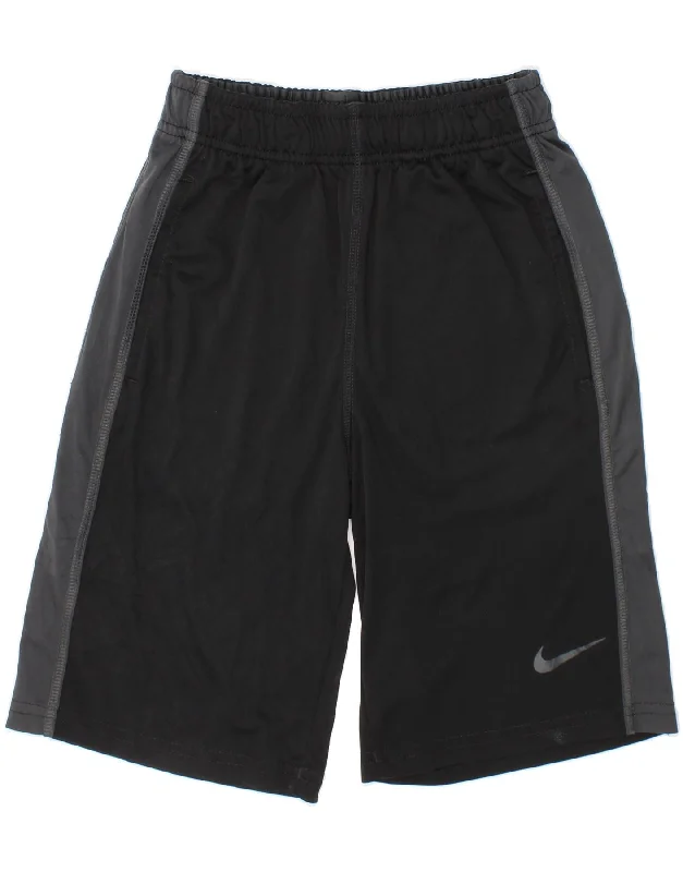 NIKE Boys Dri Fit Sport Shorts 6-7 Years Small  Black Colourblock