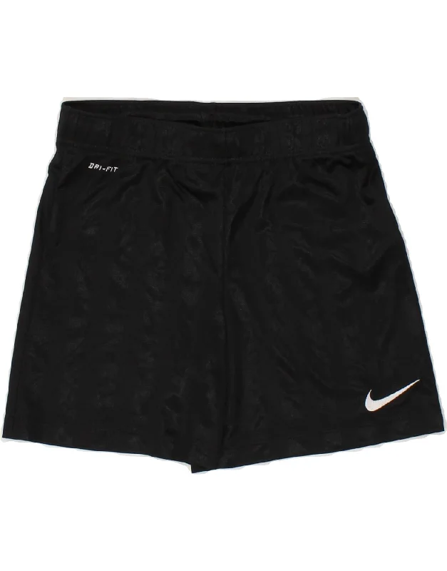 NIKE Boys Dri Fit Sport Shorts 8-9 Years Small Black Striped Polyester