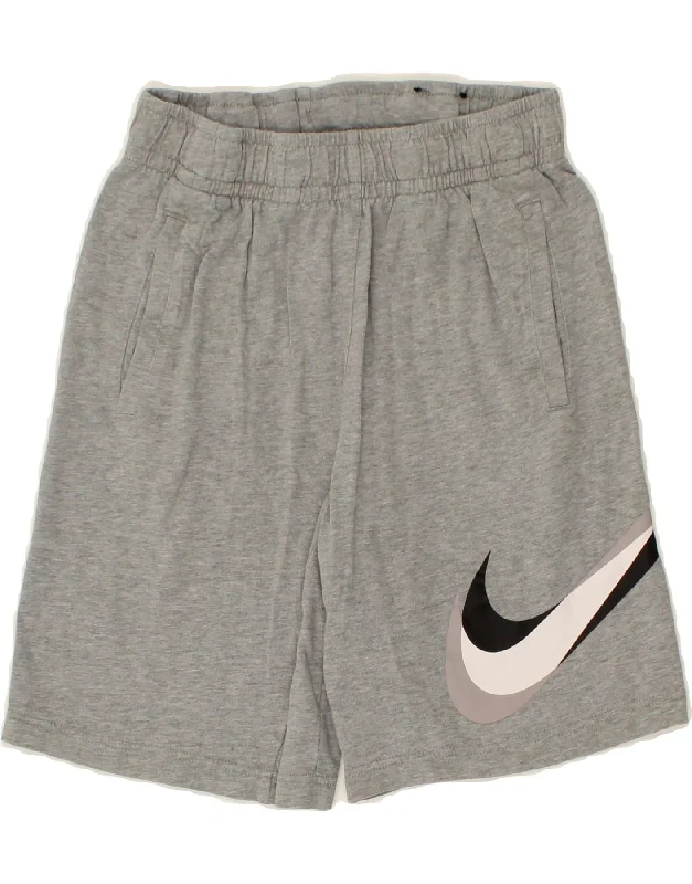 NIKE Boys Graphic Sport Shorts 10-11 Years Medium Grey Cotton