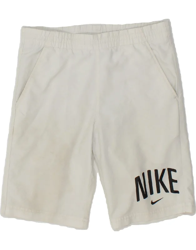 NIKE Boys Graphic Sport Shorts 10-11 Years Medium White Polyester