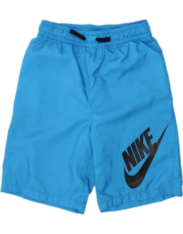 NIKE Boys Graphic Sport Shorts 12-13 Years Large Blue Polyester