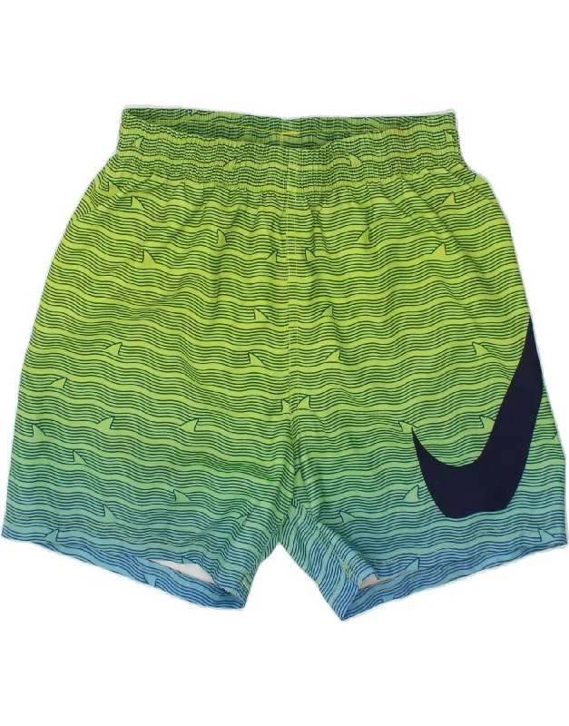 NIKE Boys Graphic Sport Shorts 12-13 Years Large  Green Striped Polyester