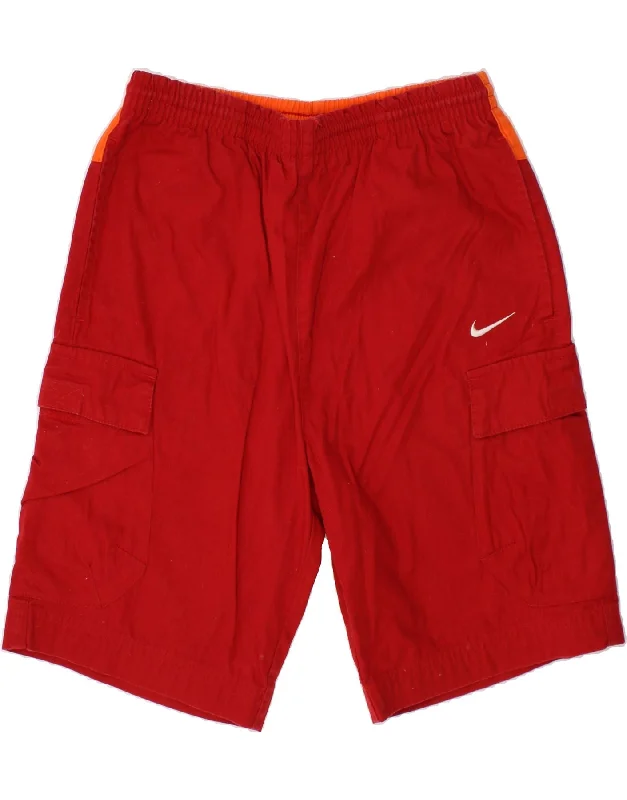 NIKE Boys Sport Shorts 9-10 Years Red Colourblock Cotton