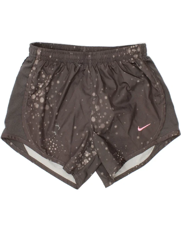 NIKE Girls Dri Fit Sport Shorts 10-11 Years Medium Grey Spotted Polyester