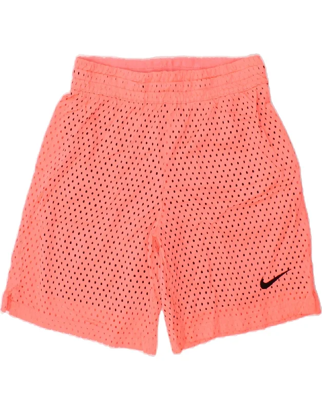 NIKE Girls Dri Fit Sport Shorts 10-11 Years Medium Pink Spotted Polyester