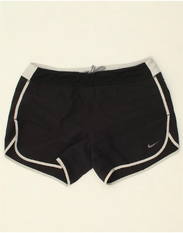 NIKE Girls Dri Fit Sport Shorts 13-14 Years XL Black Colourblock Polyester