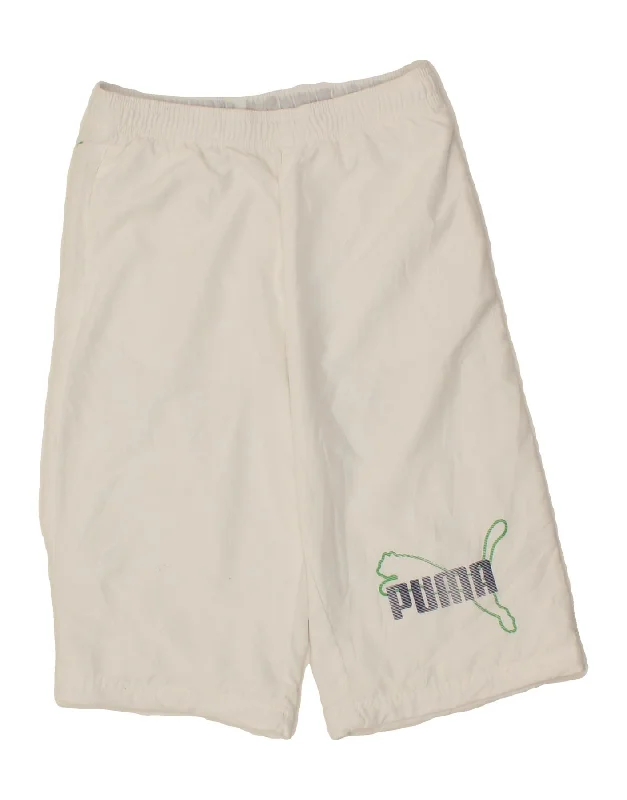 PUMA Boys Graphic Sport Shorts 11-12 Years White Polyester