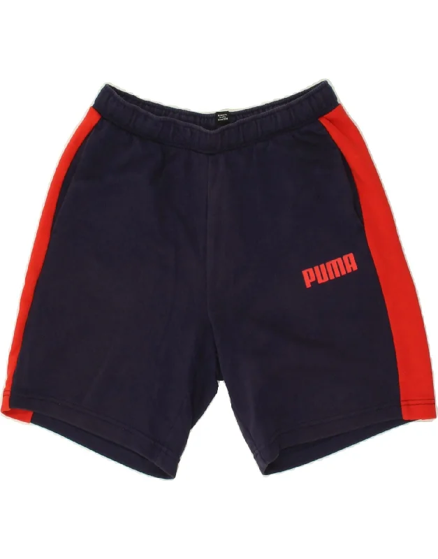 PUMA Boys Graphic Sport Shorts 13-14 Years Navy Blue Colourblock