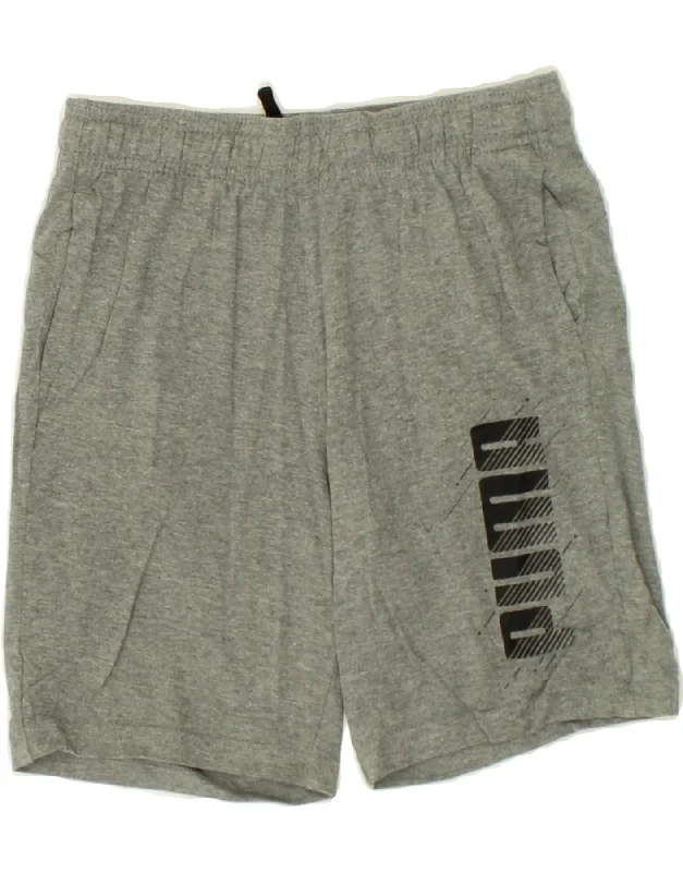 PUMA Boys Graphic Sport Shorts 9-10 Years Grey Cotton