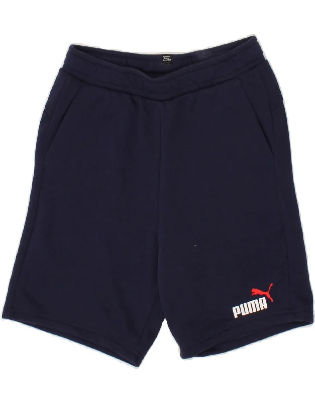 PUMA Boys Sport Shorts 11-12 Years Navy Blue Cotton