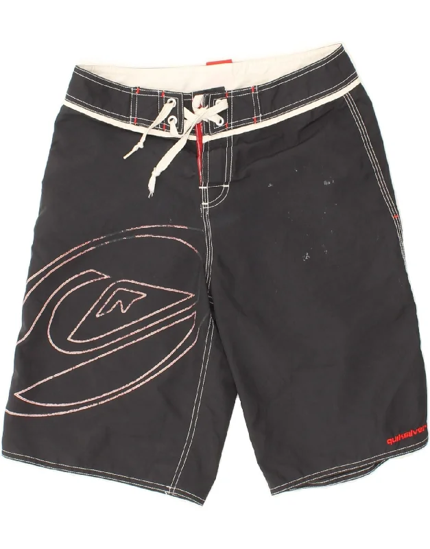 QUIKSILVER Boys Graphic Swimming Shorts 13-14 Years  Black Polyester