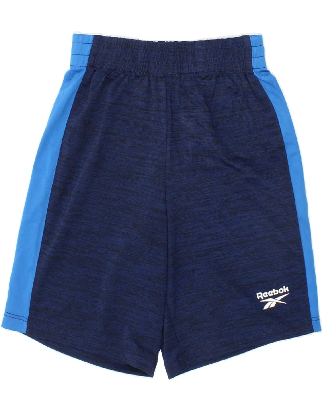 REEBOK Boys Sport Shorts 5-6 Years Navy Blue Colourblock Polyester