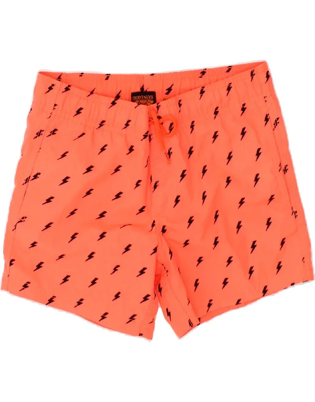 SUNDEK Boys Swimming Shorts 7-8 Years Orange Spotted Polyester