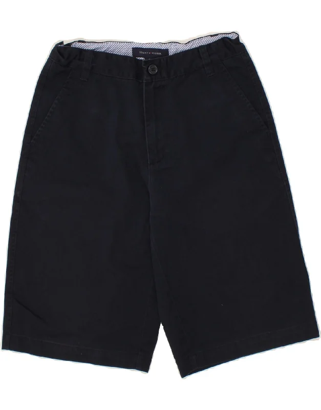 TOMMY HILFIGER Boys Regular Chino Shorts 15-16 Years W28 Navy Blue Cotton