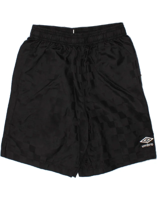 UMBRO Boys Sport Shorts 8-9 Years Medium  Black Geometric Nylon