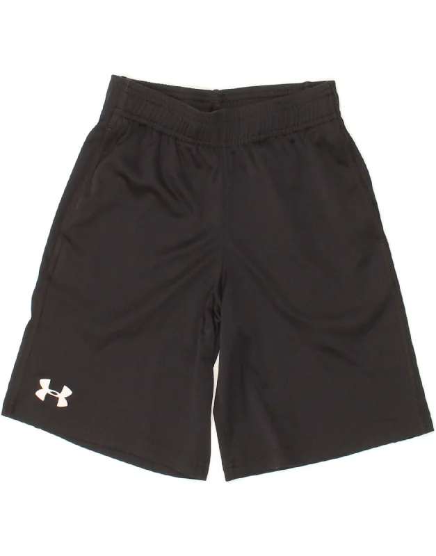 UNDER ARMOUR Boys Sport Shorts 7-8 Years Small Black Polyester