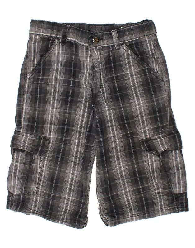 WRANGLER Boys Cargo Shorts 11-12 Years W26  Grey Check Cotton