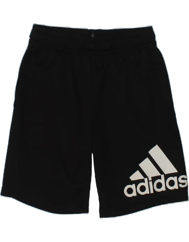 ADIDAS Boys Aeroready Graphic Sport Shorts 11-12 Years Black Polyester