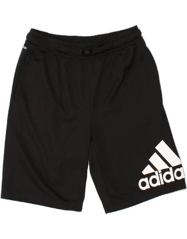 ADIDAS Boys Aeroready Graphic Sport Shorts 13-14 Years Black Polyester