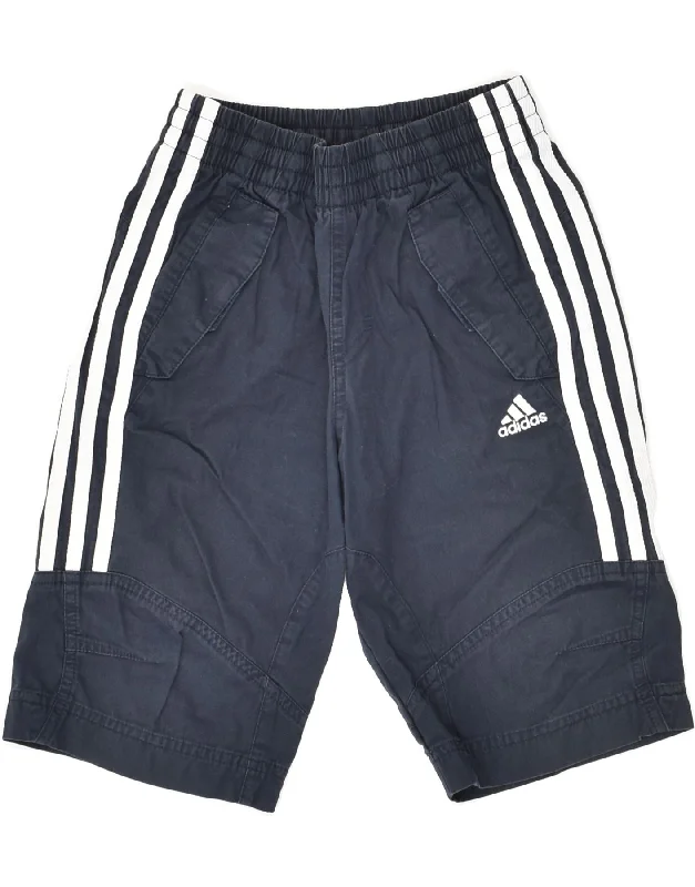 ADIDAS Boys Cargo Shorts 7-8 Years W24  Navy Blue Cotton