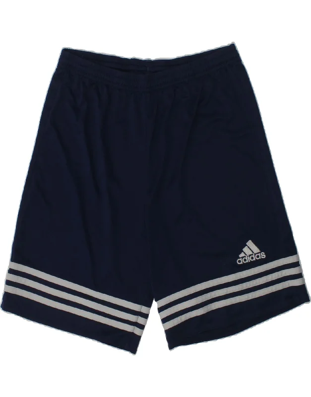 ADIDAS Boys Climalite Graphic Sport Shorts 13-14 Years XL Navy Blue