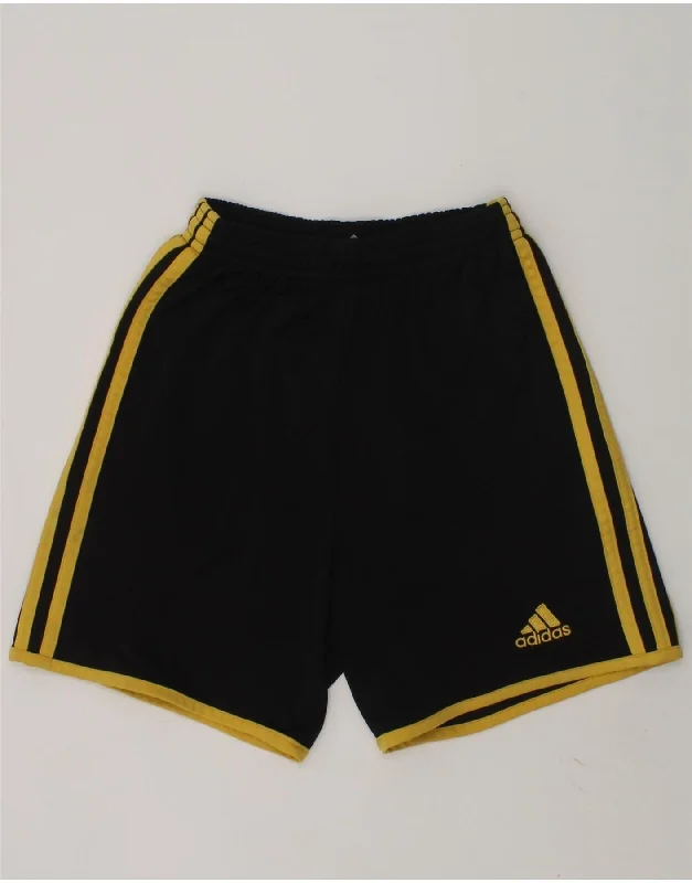 ADIDAS Boys Climalite Graphic Sport Shorts 9-10 Years 2XS Black Polyester