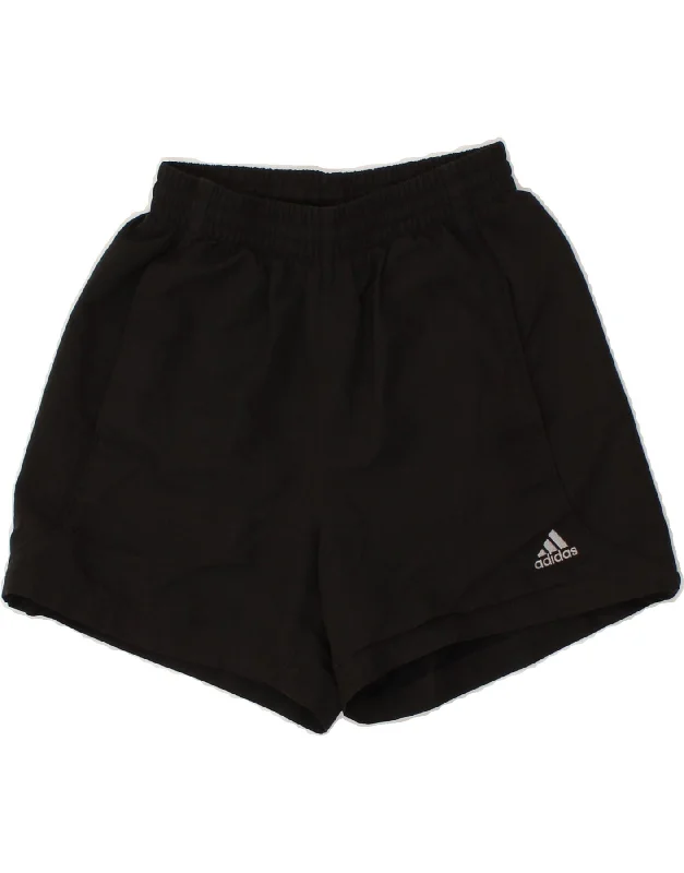 ADIDAS Boys Climalite Sport Shorts 11-12 Years Black Polyester