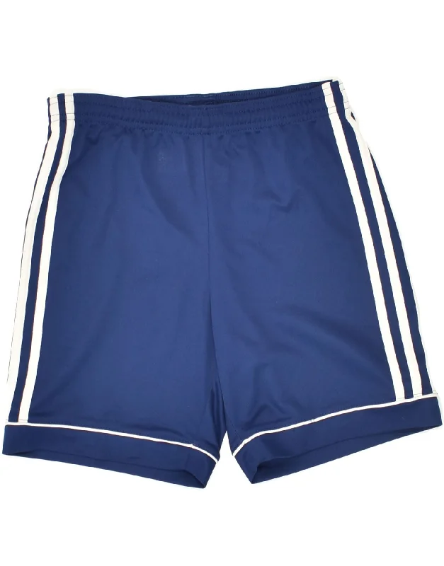 ADIDAS Boys Climalite Sport Shorts 11-12 Years Navy Blue Polyester