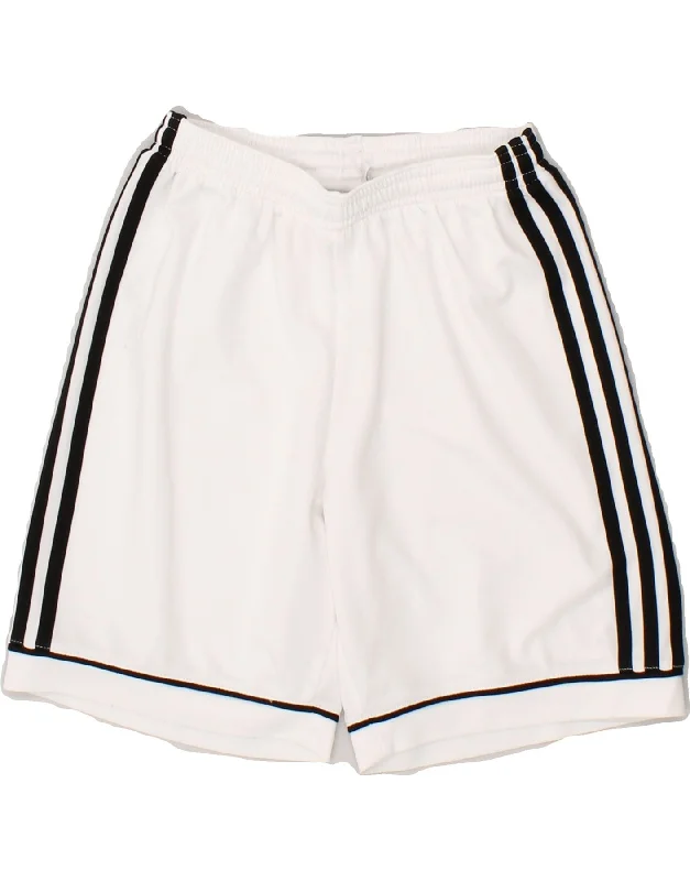 ADIDAS Boys Climalite Sport Shorts 11-12 Years White Polyester