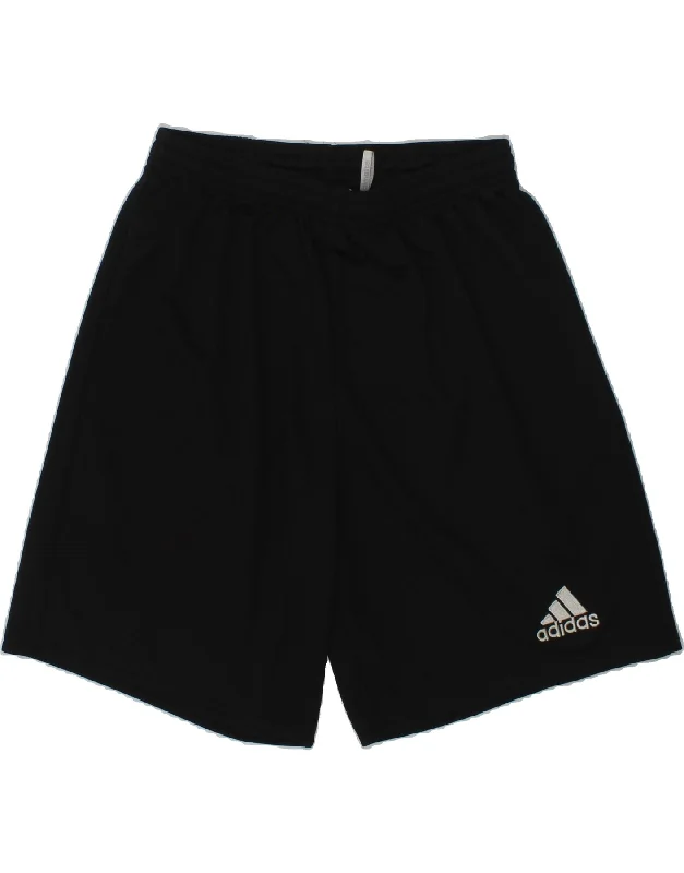 ADIDAS Boys Climalite Sport Shorts 13-14 Years Black Polyester